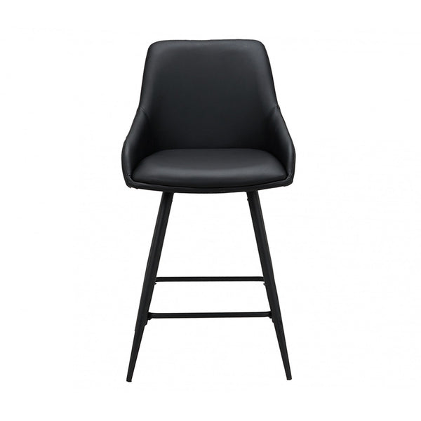 Ashton : Bar Stool Black PU Seat Black Frame