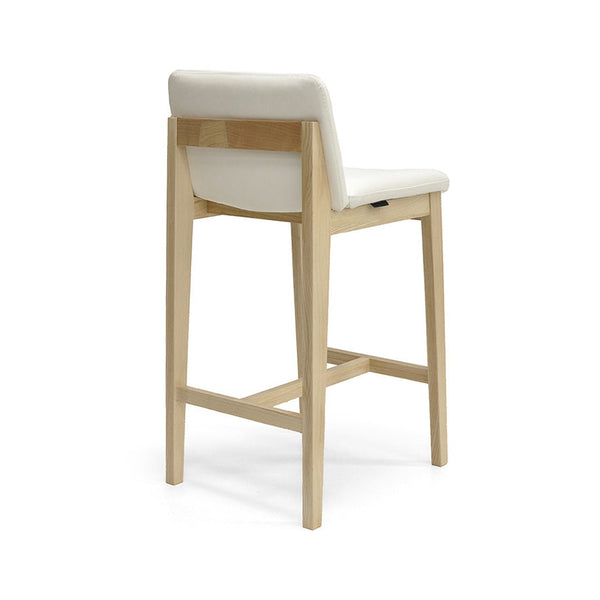 Bailey : Bar Stool Ash Frame with White Leather