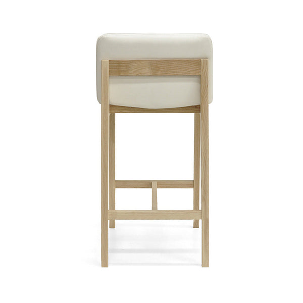 Bailey : Bar Stool Ash Frame with White Leather