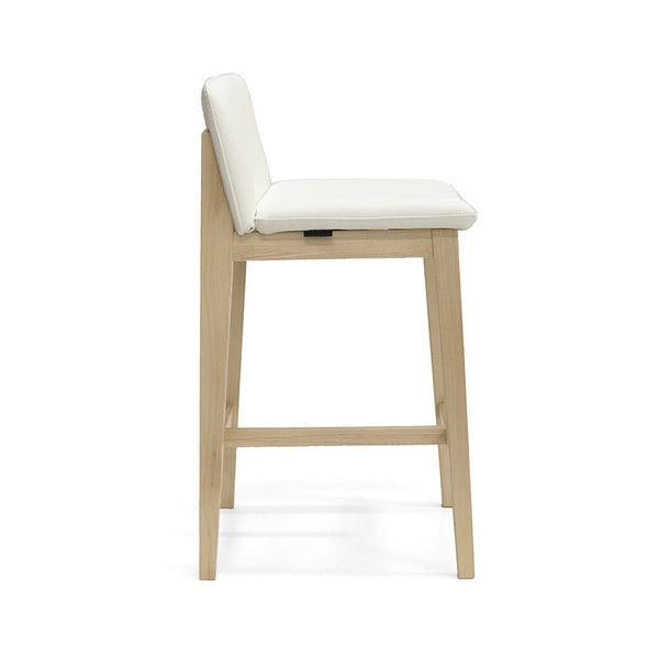Bailey : Bar Stool Ash Frame with White Leather