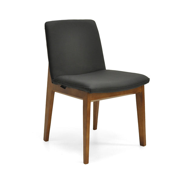 Bailey : Dining Chair Walnut Frame with Black Leather