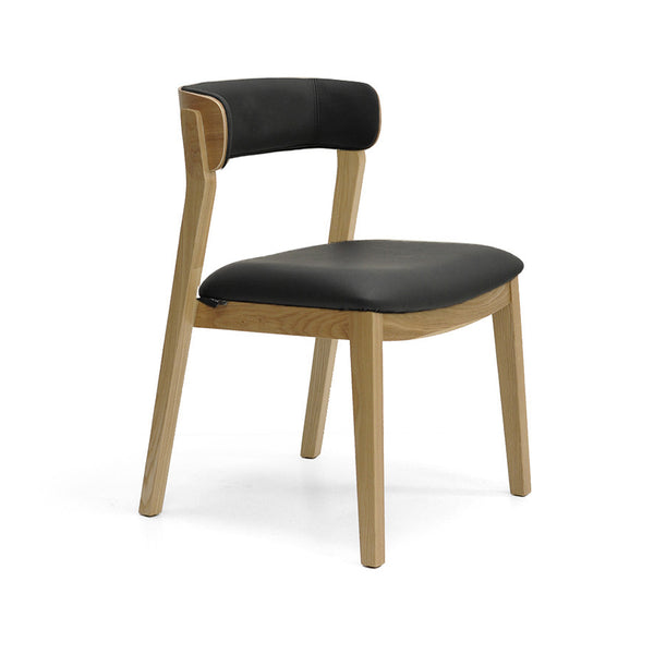 Caitlin : Dining Chair Ash Frame with Black Leather
