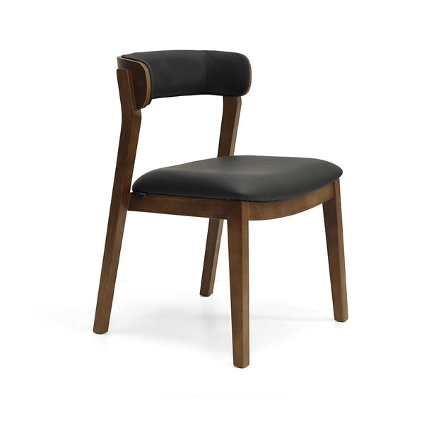 Caitlin : Dining Chair Walnut Frame with Black Leather