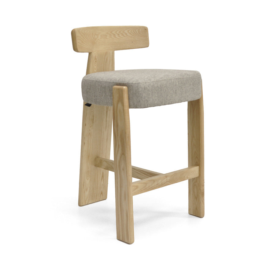 Chloe : Bar Stool Ash Frame Fusion with Stone Fabric