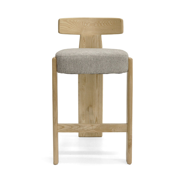 Chloe : Bar Stool Ash Frame Fusion with Stone Fabric