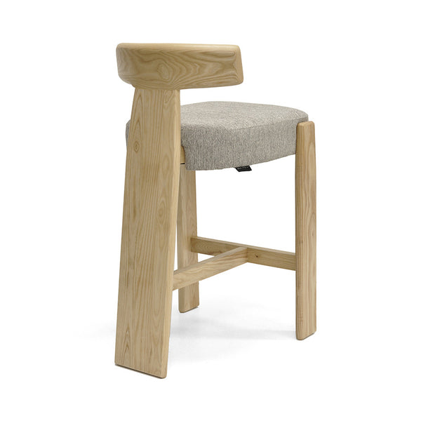 Chloe : Bar Stool Ash Frame Fusion with Stone Fabric