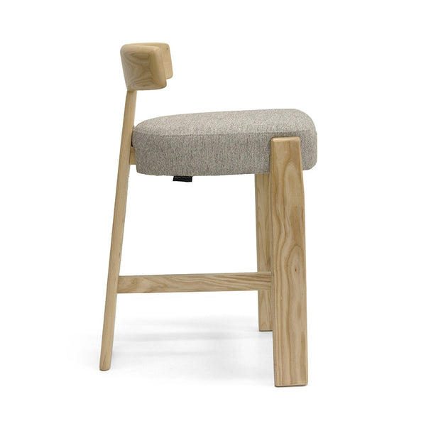 Chloe : Bar Stool Ash Frame Fusion with Stone Fabric