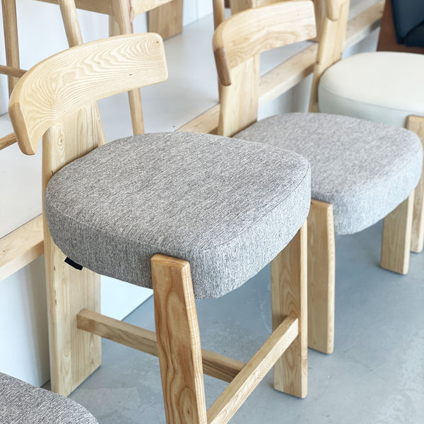 Chloe : Bar Stool Ash Frame Fusion with Stone Fabric