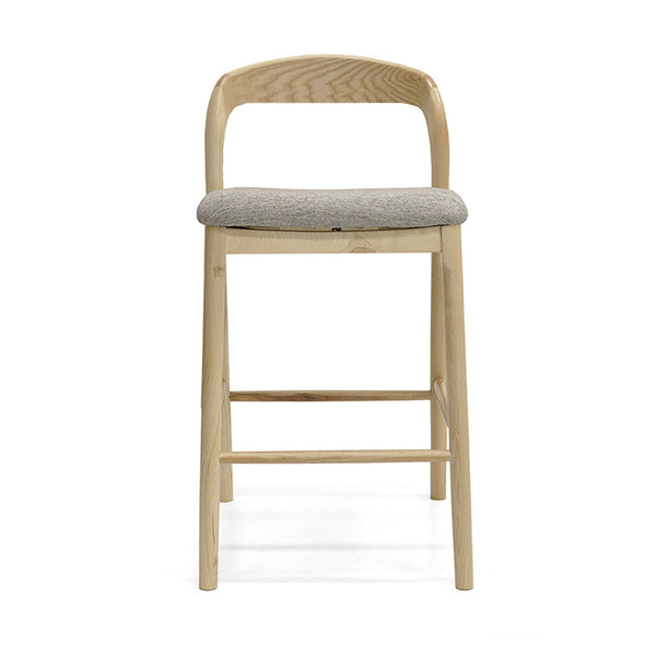 Ellie : Bar Stool Ash Frame with Stone Fabric Seat