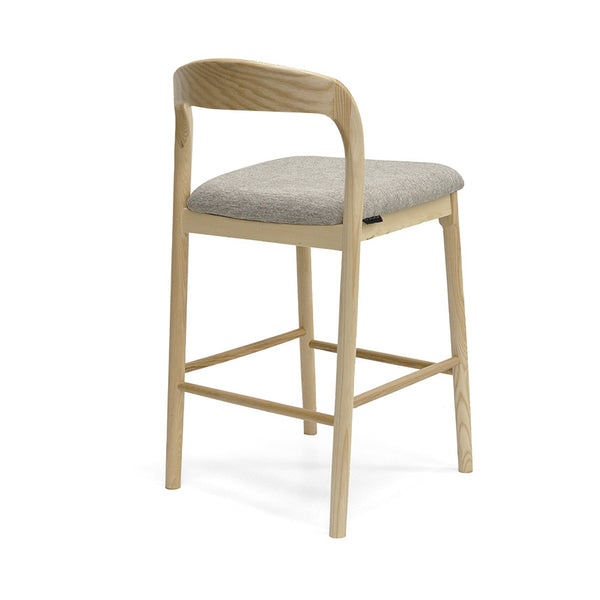 Ellie : Bar Stool Ash Frame with Stone Fabric Seat