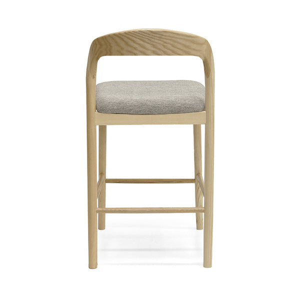 Ellie : Bar Stool Ash Frame with Stone Fabric Seat
