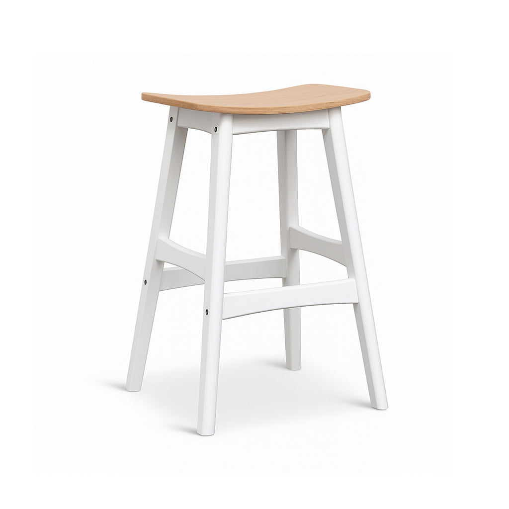 Gangnam : Bar Stool Solid Seat Natural / White