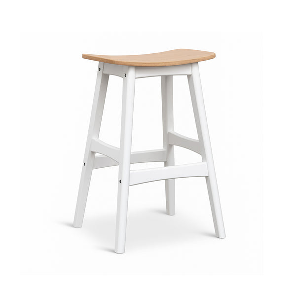 Gangnam : Bar Stool Solid Seat Natural / White