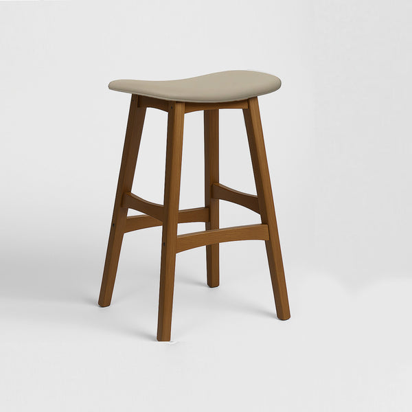 Gangnam : Bar Stool Light Walnut Frame Clay Pu Seat