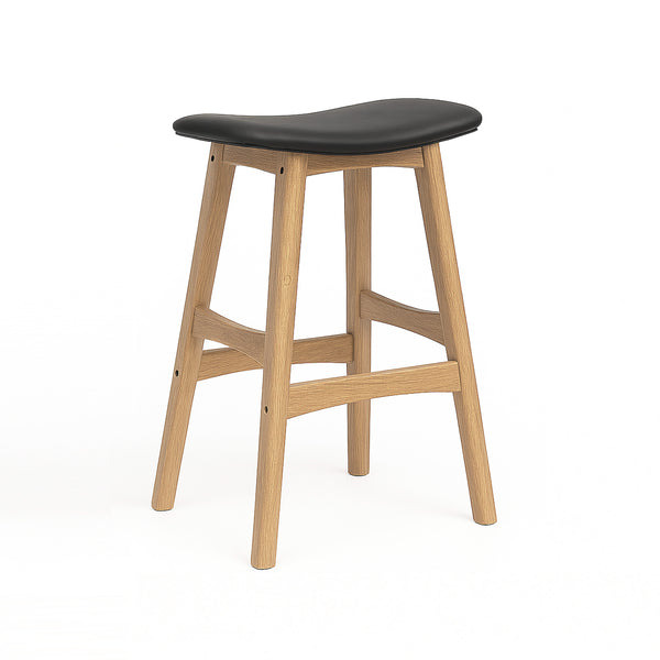 Gangnam : Bar Stool Natural Frame Black pu Seat