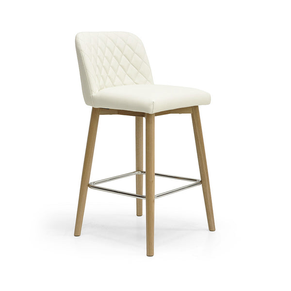 Grace : Bar Stool in White Leather