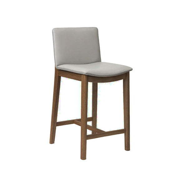 Koda : Bar Stool Pewter Leather Walnut Frame