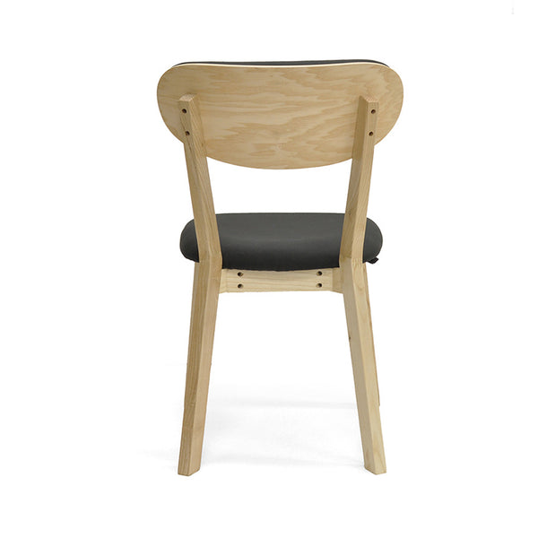 Oliver : Dining Chair Ash Frame with Black Leather