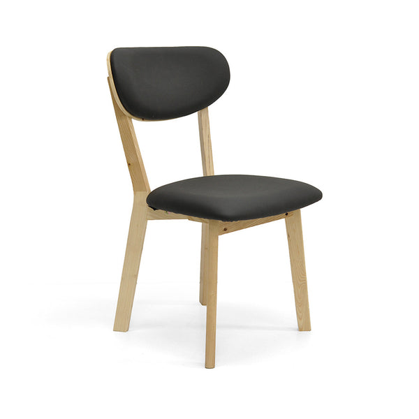 Oliver : Dining Chair Ash Frame with Black Leather
