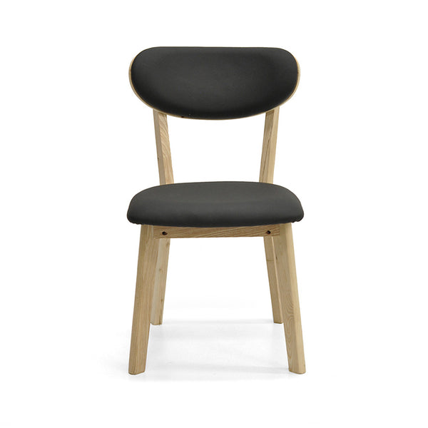 Oliver : Dining Chair Ash Frame with Black Leather