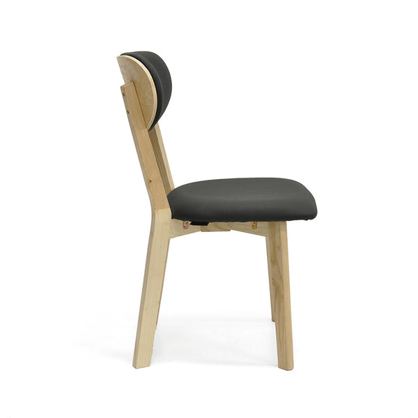 Oliver : Dining Chair Ash Frame with Black Leather