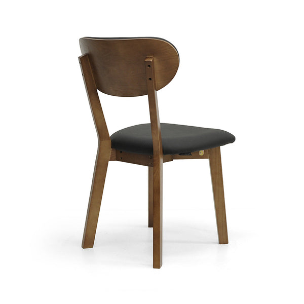 Oliver : Dining Chair Walnut Frame with Black Leather