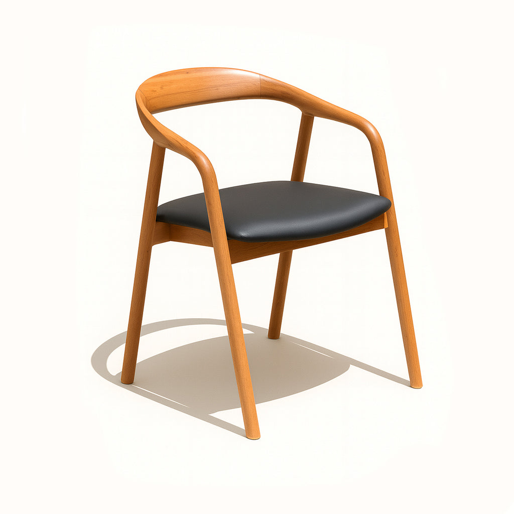 Santarino : Dining Chair Blackbutt Black Pu Seat