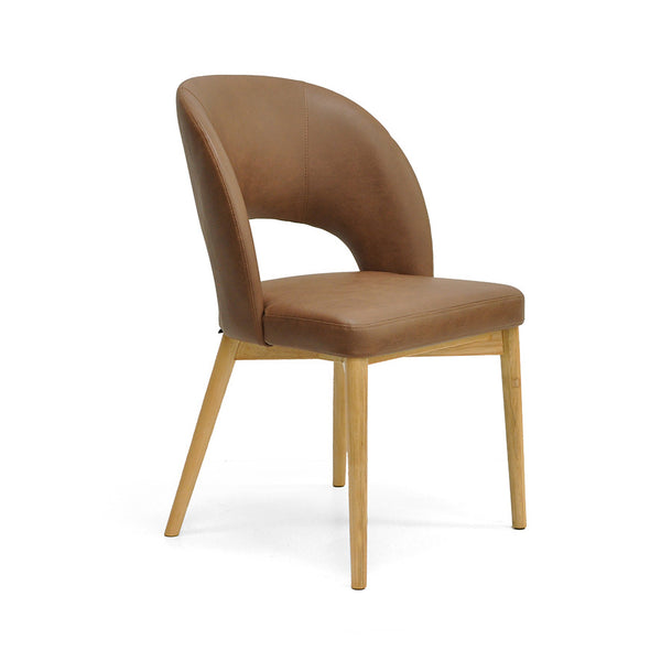 Sarah : Dining Chair Ash Frame with Tan upholstery