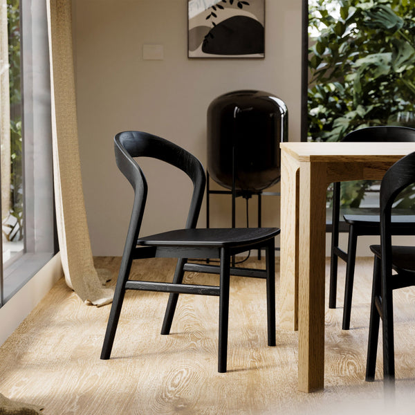 Willow : Dining Chair Black Oak Solid Seat