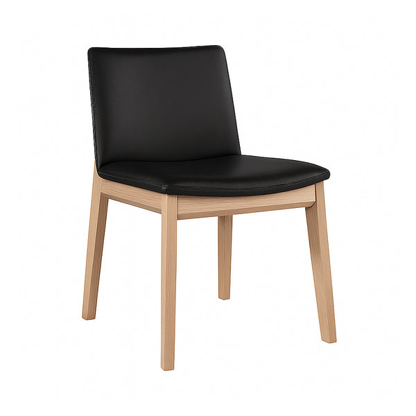 Wilson : Dining Chair Black Leather Natural Frame