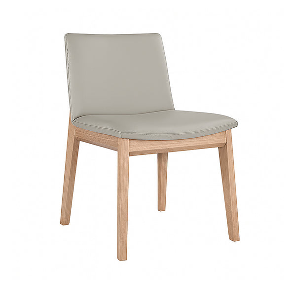 Wilson : Dining Chair Light Grey Leather Natural Frame