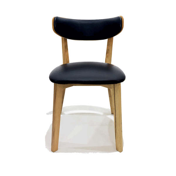 Oslo : Timber Dining Chair Black PU