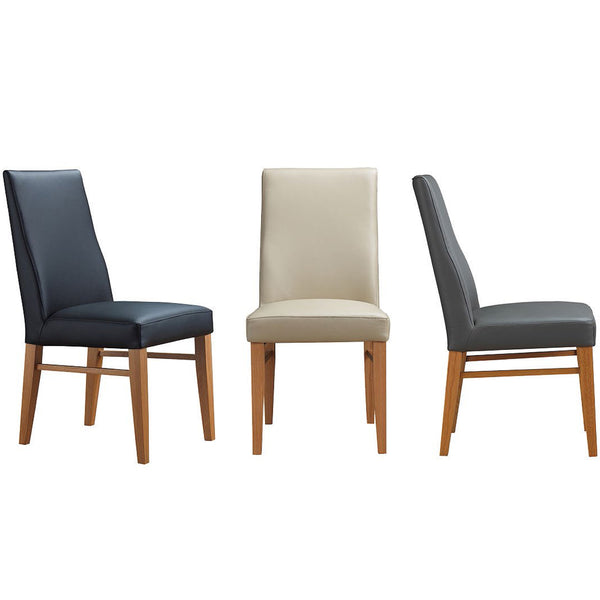 Zack leather dining chair pictured in black Mocha and grey