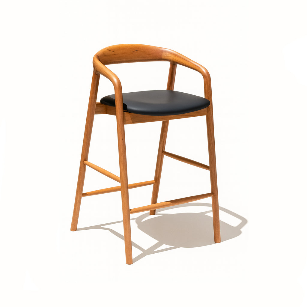 Santarino : Bar Stool Blackbutt Black Pu Seat