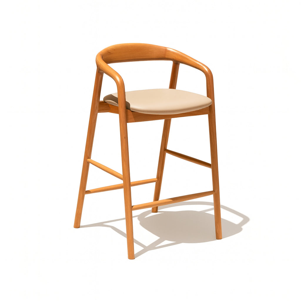 Santarino : Bar Stool Blackbutt Taupe Pu Seat