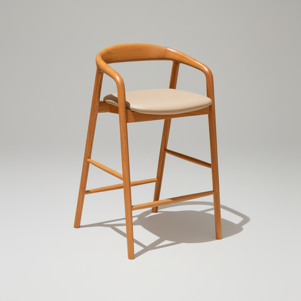 Santarino : Bar Stool Blackbutt Taupe Pu Seat