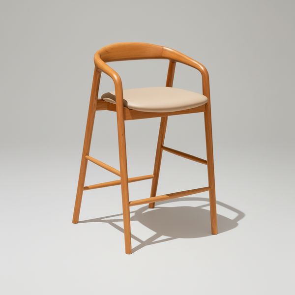 Santarino : Bar Stool Blackbutt Taupe Pu Seat