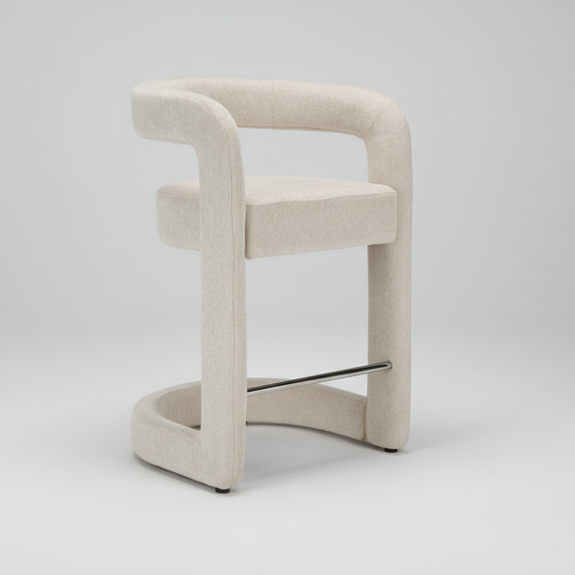 Addis : Bar Stool Beige Fabric