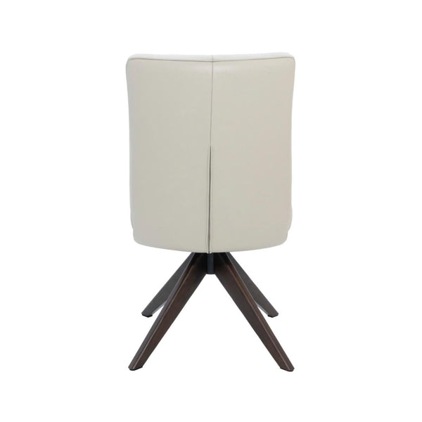 Alexandra Swivel Dining Chair Beige Leather Dark Walnut Base Back
