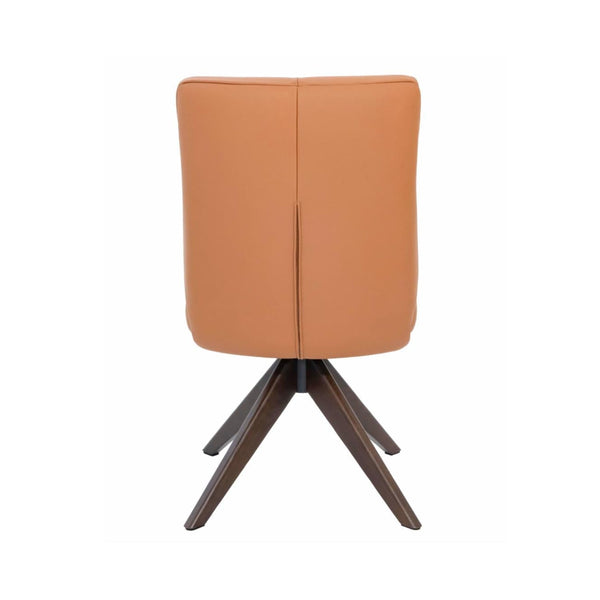 Alexandra Swivel Dining Chair Tan Leather Dark Walnut Base Back