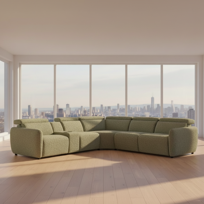 Amalfi: Modular Corner Sofa Electric Recliner in Fabric