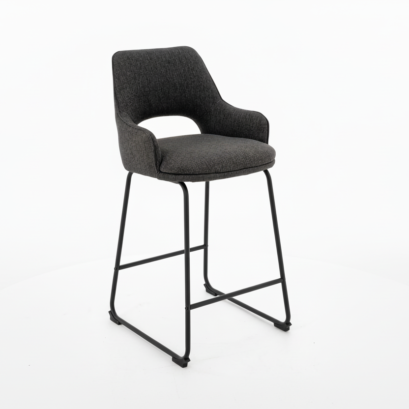 Amy : Bar Stool Charcoal Fabric