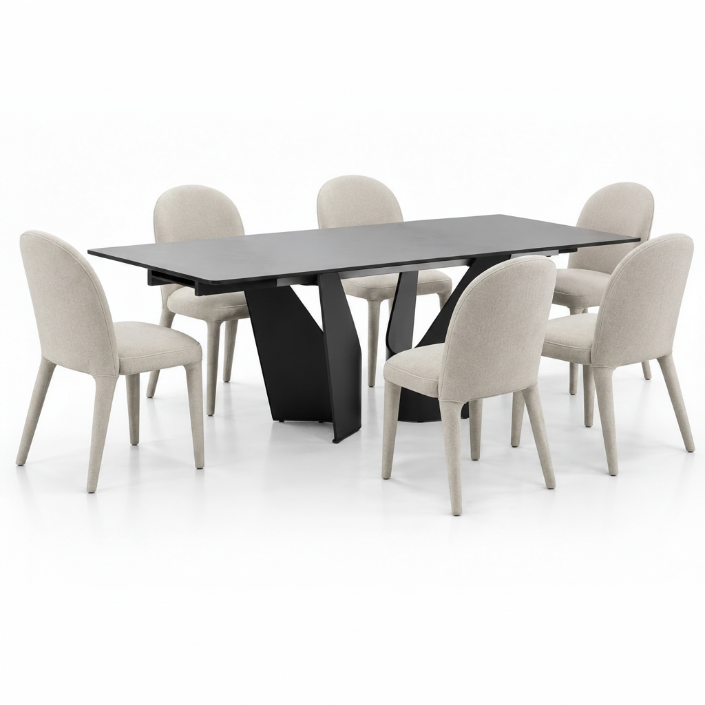 Apex : Dbl Ext Dining Table with Onasis Chairs