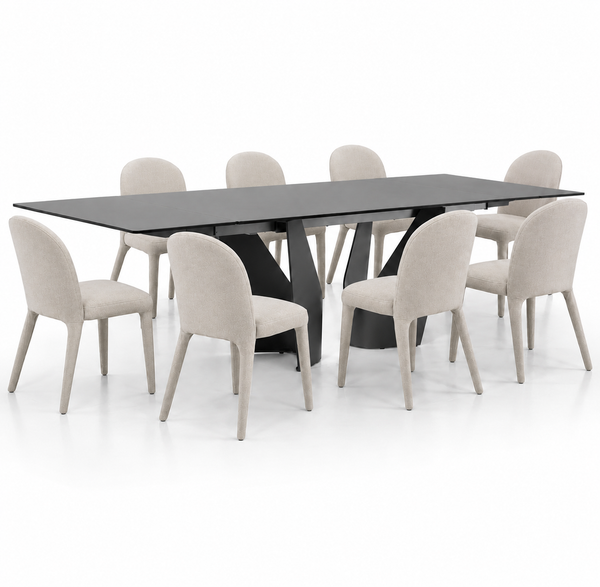 Apex : Dbl Ext Dining Table with Onasis Chairs