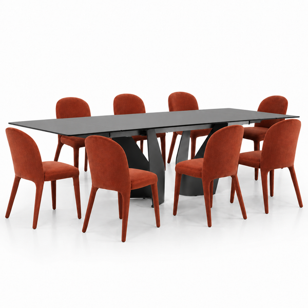 Apex : Dbl Ext Dining Table with Onasis Chairs