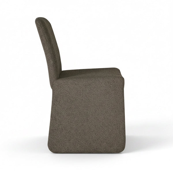 Arco Dining Chair Fully Upholstered in Shiitake Tweed Fabric Side