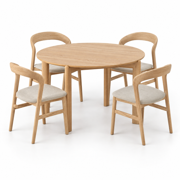 Aries : Round Dining Table American Oak Timber