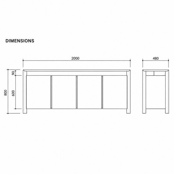 Aries : Buffet Cabinet 2.0m American Oak Timber