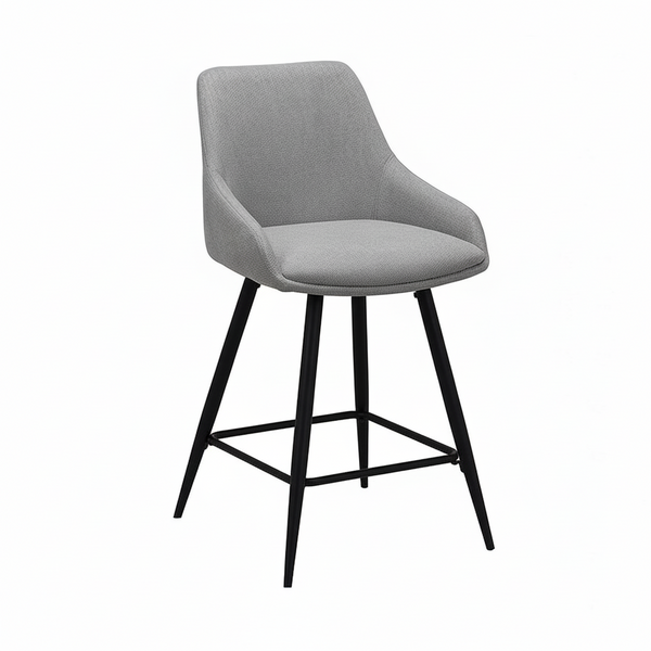 Ashton : Bar Stool Grey Fabric Seat Black Frame
