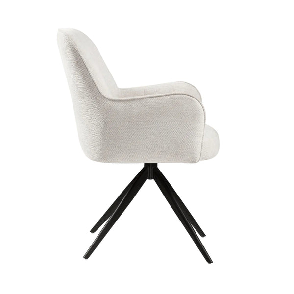 Asti Swivel Dining Chair Ivory Frame Black Legs Side